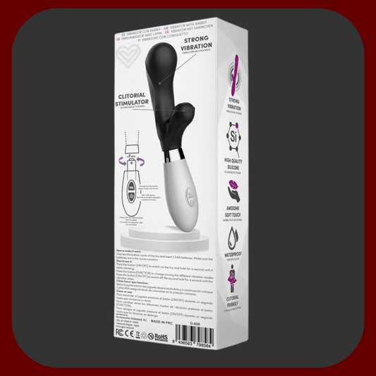 Luxusní černý králičí vibrátor Black Bunny Deluxe z hypoalergenního silikonu, s masážní funkcí a 10 vibračními režimy pro intenzivní stimulaci.