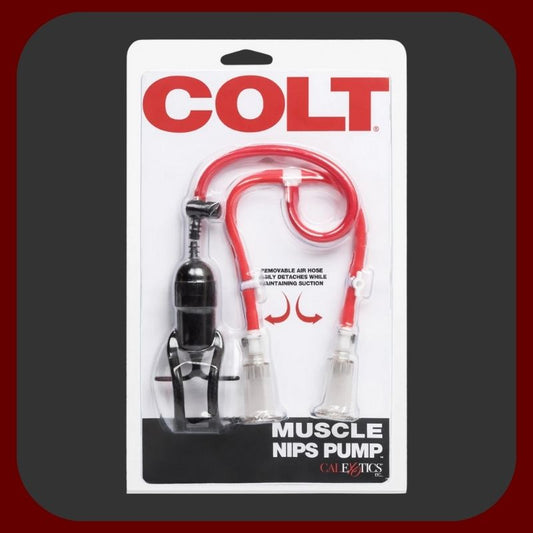 Profesionální COLT pumpa na bradavky s červenými silikonovými hadicemi, individuálním nastavením tlaku a elegantním červeno-černým designem.