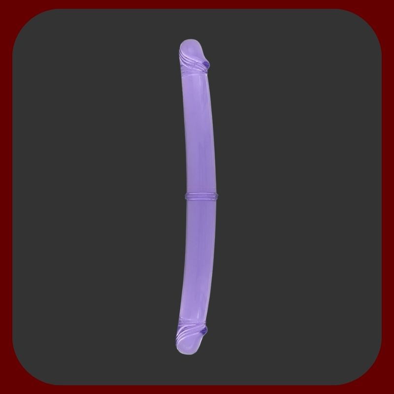 Dvojité flexibilní dildo TWINZER 35 × 3,5 cm z průhledného fialového silikonu a TPR, ideální pro párovou i dvojitou stimulaci – EROSIANA
