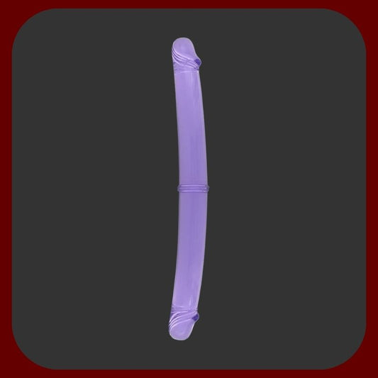 Dvojité flexibilní dildo TWINZER 35 × 3,5 cm z průhledného fialového silikonu a TPR, ideální pro párovou i dvojitou stimulaci – EROSIANA