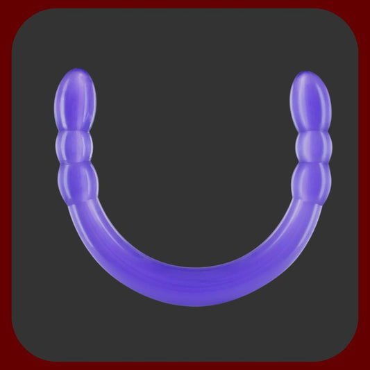 Dlouhé průhledné fialové dvojité dildo PASSION TWIST DELUXE 45 cm s realistickými špičkami pro sdílenou stimulaci.