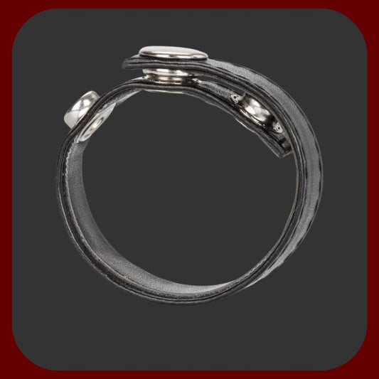 Luxusní nastavitelný kožený erekční kroužek s kovovými patentkami bez niklu pro podporu erekce a elegantní vzhled