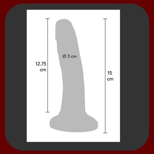 Realistické měkké modré dildo Happy s přísavkou, délka 15 cm, průměr 3 cm.