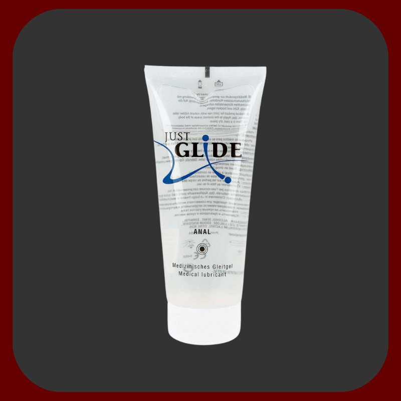 Anální lubrikační gel JUST GLIDE na vodní bázi v 1litrovém balení, kompatibilní s kondomy, obsahující 7 zvláčňujících bylin.