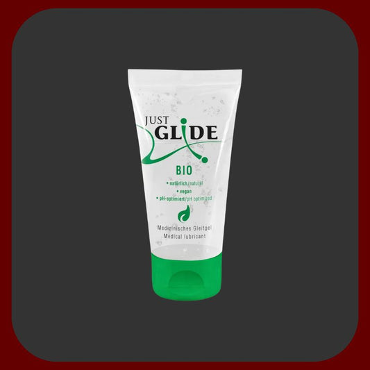 Just Glide BIO lubrikační gel na vodní bázi 50 ml, 200 ml, veganský, bez zápachu, bezpečný pro latexové kondomy.