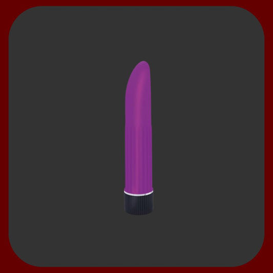 Mini nylonový vibrátor fialové barvy s nastavitelnou rychlostí, délka 13,5 cm.