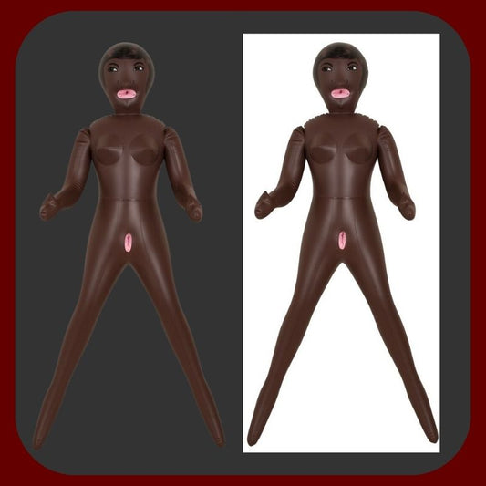 Černá nafukovací panna Anča 160 cm s realistickými otvory úst, vagíny a análu, detailní 3D obličej a černé vlasy – EROSIANA