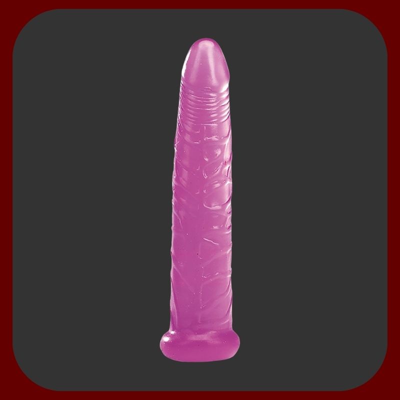 Fialové realistické dildo Jelly 17 cm s výrazným žaludem, pružné a měkké, bez přísavky – vhodné pro sólové i partnerské použití