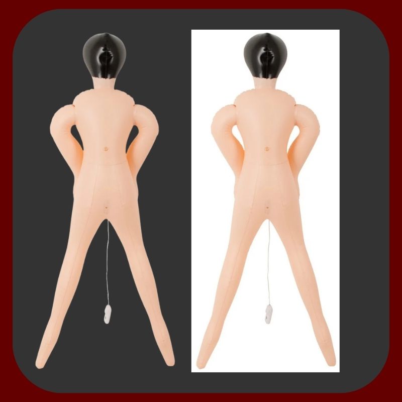 Nafukovací panák Gary s černými vlasy a odnímatelným vibrujícím penisem, délka 20,5 cm, realistický erotický společník s ústy a análním otvorem – EROSIANA