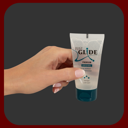 JUST GLIDE Anal – lubrikační gel na vodní bázi s bylinnými extrakty pro anální sex. Veganský, bez parfemace, kompatibilní s kondomy, 50 ml.