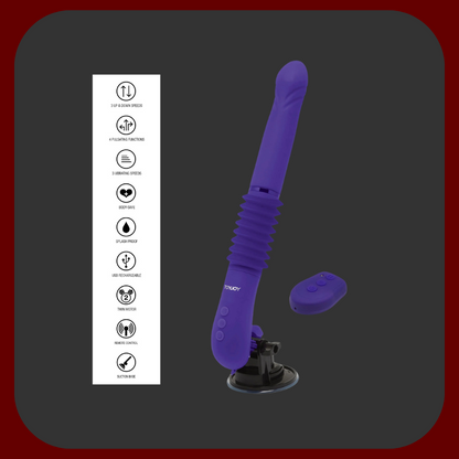 Silikonový vibrátor s pulzující hlavicí a odnímatelnou přísavkou. 31 x 3,7 cm, více režimů vibrací, USB dobíjení, fialová barva. Dvojitý motor pro silnou stimulaci.