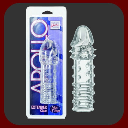 Průhledný stimulační návlek ADONIS XL pro prodloužení penisu o 5 cm a zvětšení objemu, z pružného želé silikonu – EROSIANA