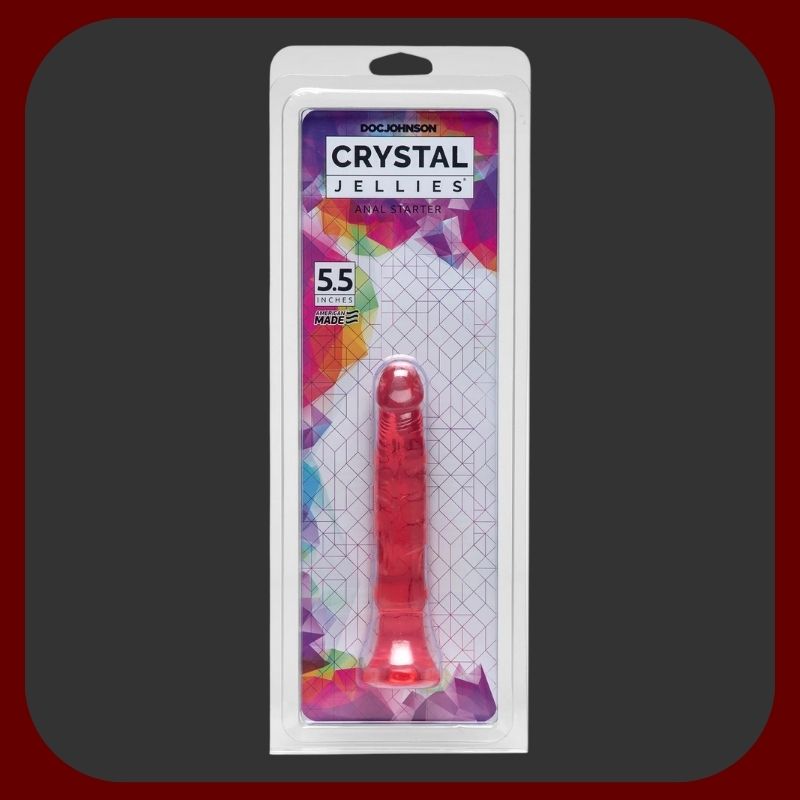 Průsvitné růžové anální dildo Jelly 15 cm od Doc Johnson s jemným tvarem a hladkým povrchem pro pohodlné použití