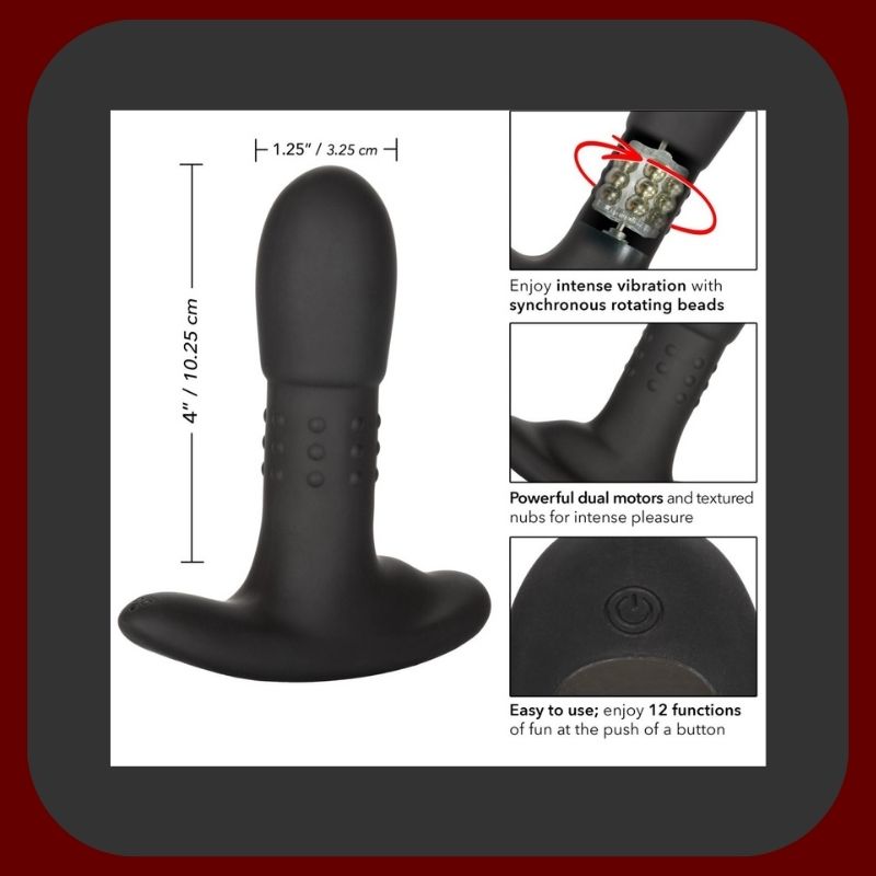 Černý vibrační anální kolík z prémiového silikonu s duálním motorem, rotujícími perličkami a 12 režimy stimulace. Voděodolný, s USB dobíjením – pro hluboké potěšení.
