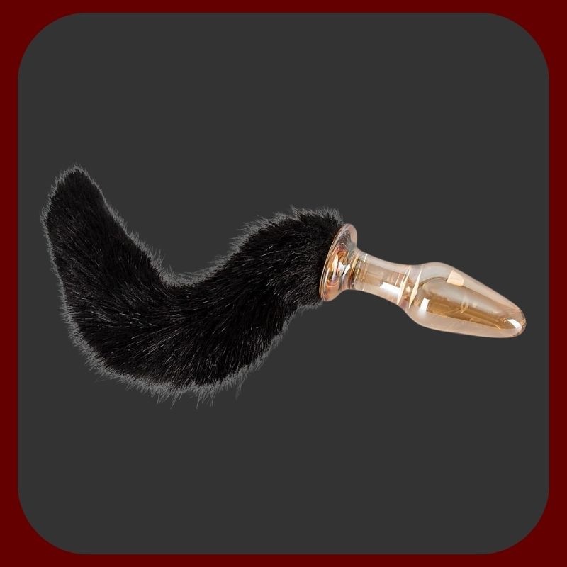 Anální kolík Coda s liščím ocasem z nerozbitného Cristall Pyrex skla, délka 12 cm, průměr 3,8 cm, oranžovo-hnědý ocas, výrobce Close2you