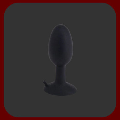 Černý oscilační anální kolík s kovovou kuličkou a přísavkou, 8 cm, zdravotně nezávadný silikon pro diskrétní a dlouhodobou stimulaci