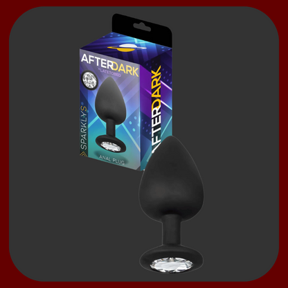 Černý anální kolík s diamantovým drahokamem vyrobený z prémiového silikonu pro luxusní a smyslné potěšení.