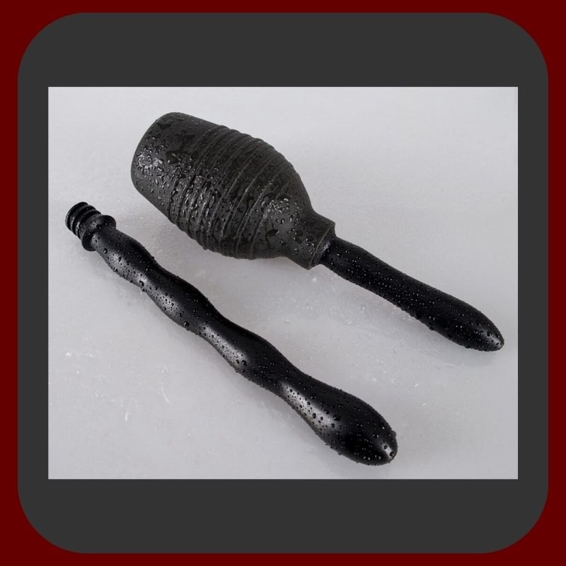 Černá anální a vaginální sprcha ORION s gumovou pumpičkou a dvěma nástavci, 300 ml, ideální pro bezpečnou intimní hygienu