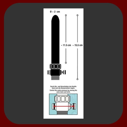  Anální a vaginální sprcha z kvalitního hliníku s tlačítkem pro kontrolu průtoku vody, připojitelná na domácí sprchovou hadici, délka 17 cm – EROSIANA