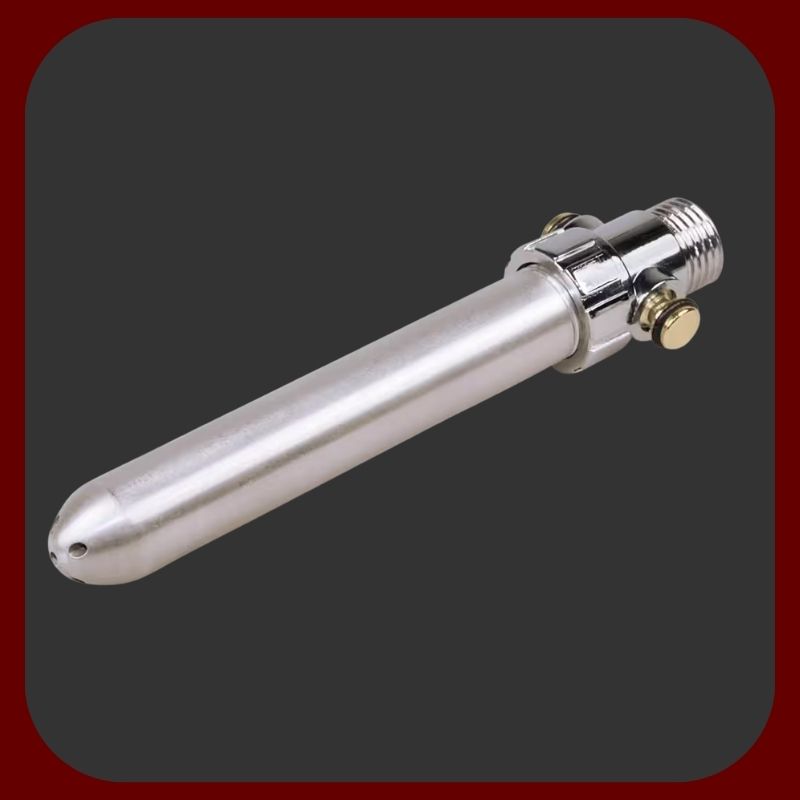  Anální a vaginální sprcha z kvalitního hliníku s tlačítkem pro kontrolu průtoku vody, připojitelná na domácí sprchovou hadici, délka 17 cm – EROSIANA