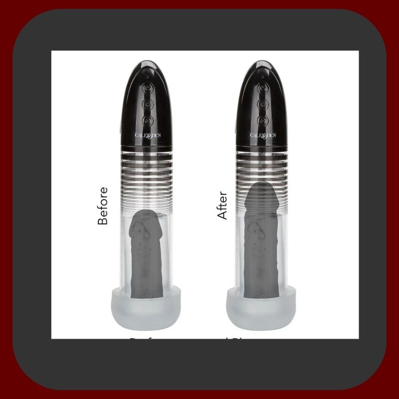 Automatická penisová pumpa Optimum™ s realistickým rukávem Fanta Flesh, černý průhledný design, dotykové ovládání, USB nabíjení, délka 21 cm, průměr 6,5 cm.