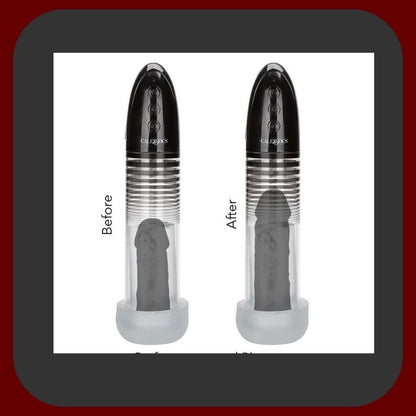 Automatická penisová pumpa Optimum™ s realistickým rukávem Fanta Flesh, černý průhledný design, dotykové ovládání, USB nabíjení, délka 21 cm, průměr 6,5 cm.