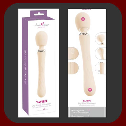 beau cœur Big Wand Massager TAVIRO – luxusní silikonová vibrační hůlka se dvěma vibračními konci, pohyblivou hlavicí a 9 režimy vibrací na každé straně