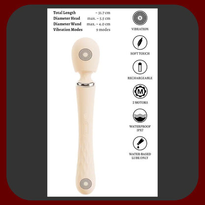 beau cœur Big Wand Massager TAVIRO – luxusní silikonová vibrační hůlka se dvěma vibračními konci, pohyblivou hlavicí a 9 režimy vibrací na každé straně