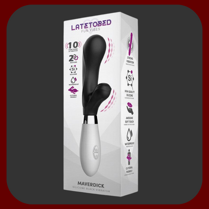 Luxusní černý králičí vibrátor Black Bunny Deluxe z hypoalergenního silikonu, s masážní funkcí a 10 vibračními režimy pro intenzivní stimulaci.