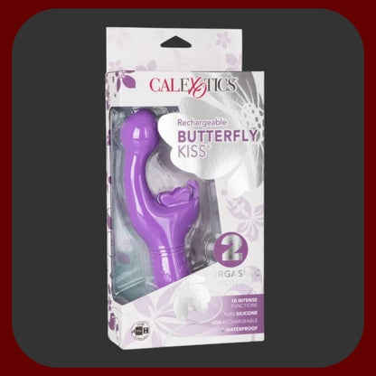 Fialový vibrační králíček Butterfly Kiss z měkkého silikonu pro dvojitou stimulaci klitorisu a bodu G – EROSIANA.
