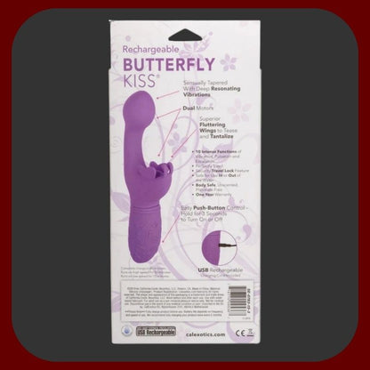 Fialový vibrační králíček Butterfly Kiss z měkkého silikonu pro dvojitou stimulaci klitorisu a bodu G – EROSIANA.