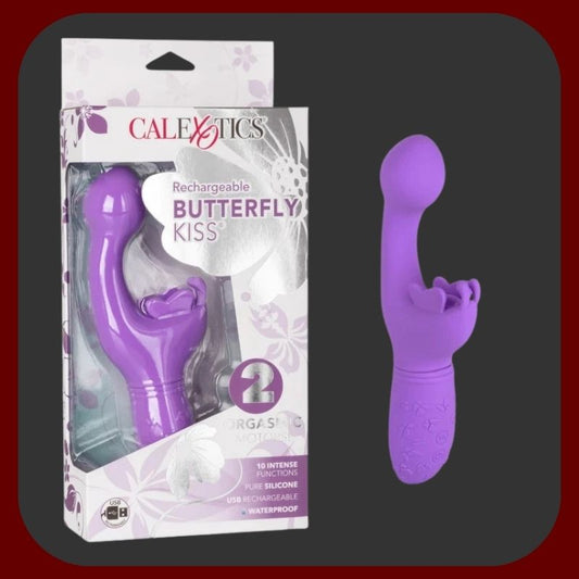 Fialový vibrační králíček Butterfly Kiss z měkkého silikonu pro dvojitou stimulaci klitorisu a bodu G – EROSIANA.