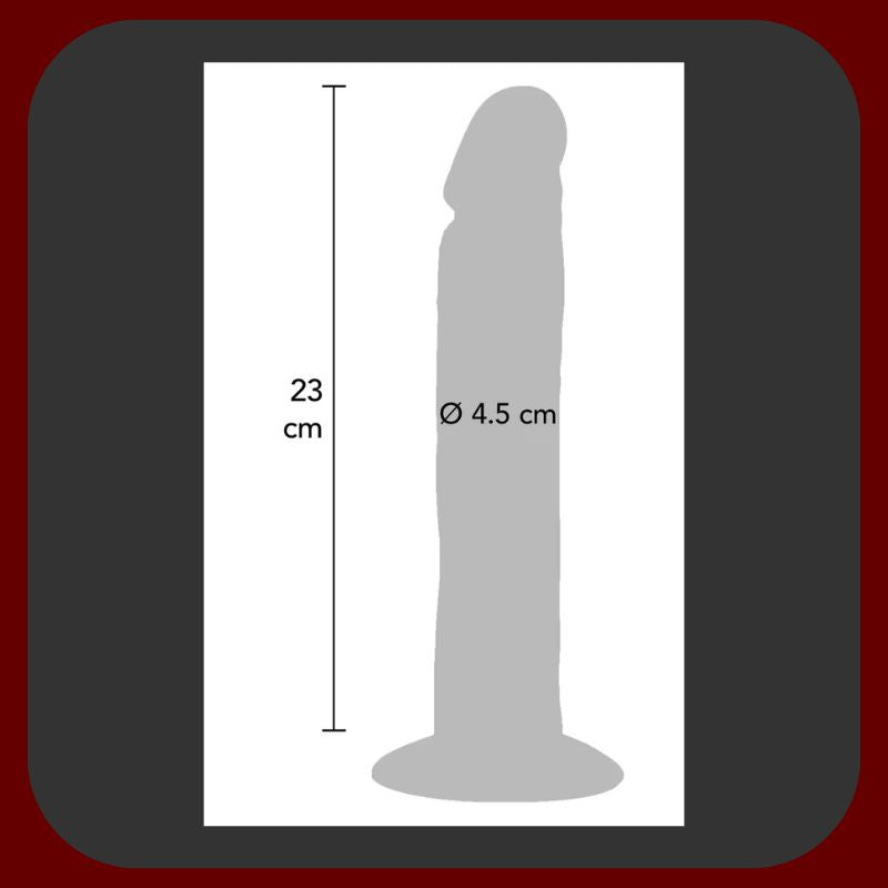 Realistické tělové dildo Captain s přísavkou, 23 cm dlouhé a 4,5 cm široké, z měkkého a hypoalergenního PVC bez ftalátů.