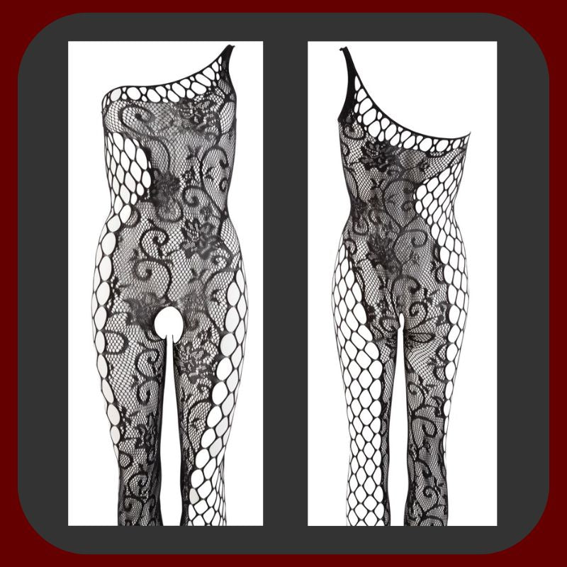 Sexy černý erotický oblek s jemnou výšivkou | Moderní svůdný design