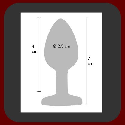 Černý anální kolík z prémiového silikonu s diamantovým drahokamem na základně, dlouhý 7 cm, průměr 2,5 cm, bezpečný pro tělo, ideální pro začátečníky