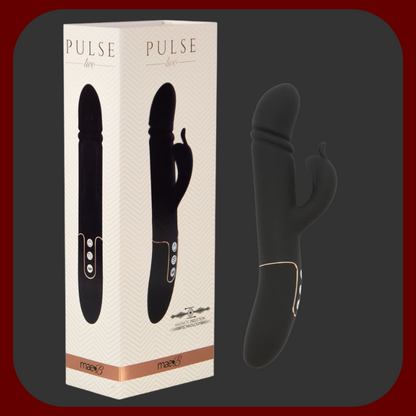 Elegantní černý králičí vibrátor s pulzující hlavicí a klitoridálním stimulátorem. Délka 26 cm, 850 úderů za minutu, 4 režimy pulzace a 7 vibrací. Vyrobeno z vysoce kvalitního silikonu, USB dobíjení.