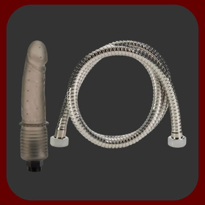 COLT Shower Shot Enema – sprchová hlavice ve tvaru dilda z měkkého perforovaného PVC s flexibilní hadicí, kouřově šedá barva pro dokonalou intimní hygienu.