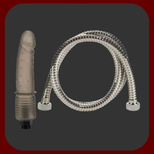 COLT Shower Shot Enema – sprchová hlavice ve tvaru dilda z měkkého perforovaného PVC s flexibilní hadicí, kouřově šedá barva pro dokonalou intimní hygienu.