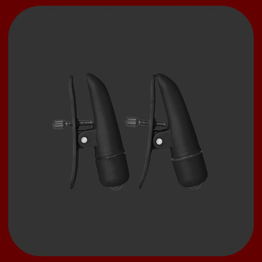 Černé COLT vibrační svorky na bradavky s nastavitelným utažením šrouby a silnými vibracemi pro intenzivní a smyslnou stimulaci.