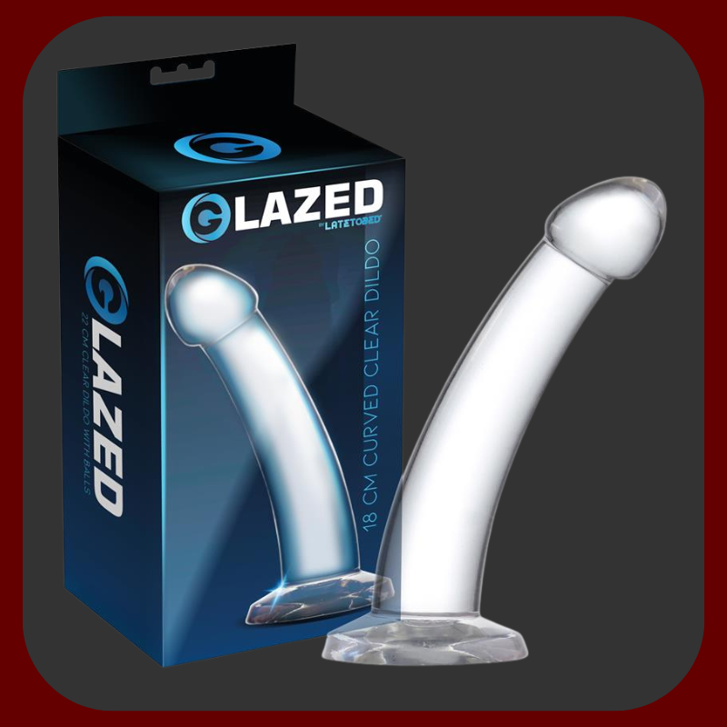 Průhledné zakřivené dildo Crystal Curve z měkkého želé, délka 18 cm, průměr 3,8 cm, s přísavkou, vhodné pro vaginální i anální stimulaci bodu G nebo P.