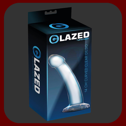 Průhledné zakřivené dildo Crystal Fantasy Flex s přísavkou z měkkého TPE, ideální pro vaginální i anální potěšení, délka 14 cm.