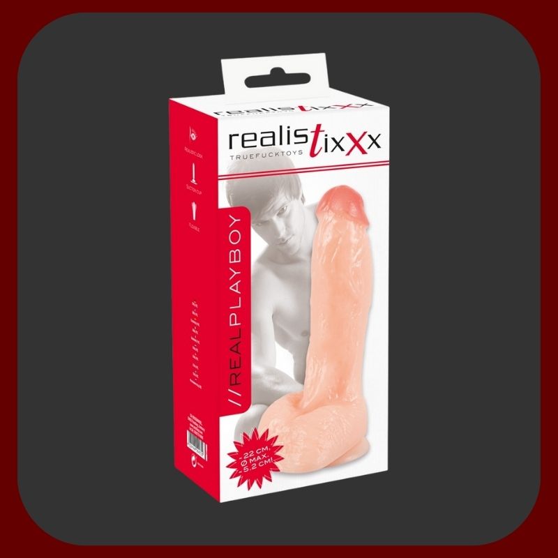 Ultra realistické tělové dildo RealisTixXx 23 cm s plnými varlaty, žilkováním, přísavkou a měkkým povrchem – ideální pro pokročilé uživatele