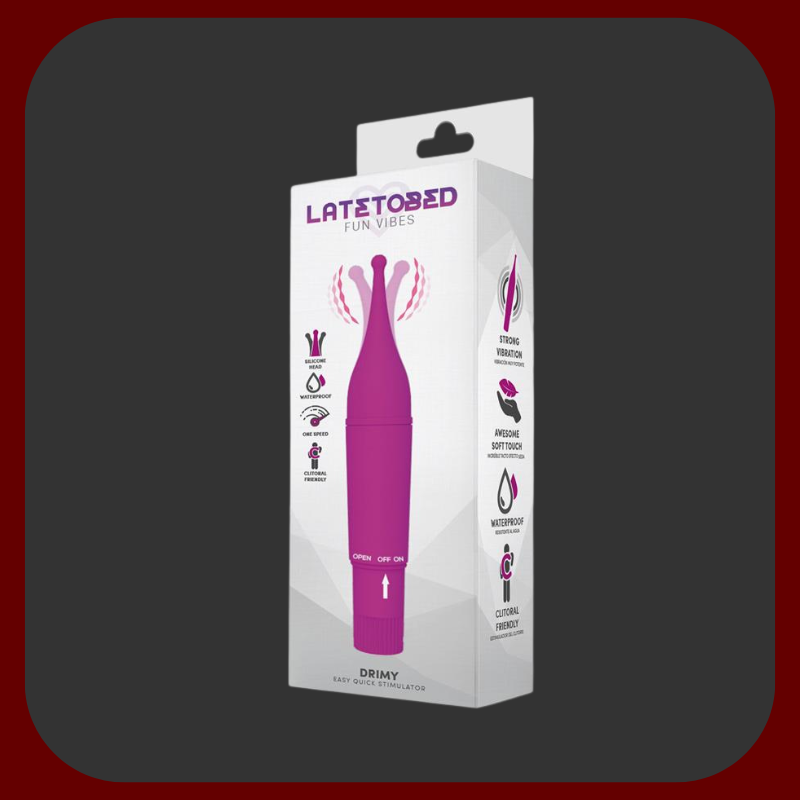 Růžový výkonný klitorální stimulátor z hladkého silikonu s úzkou vibrační špičkou, ideální pro přesnou a silnou stimulaci erotogenních zón.