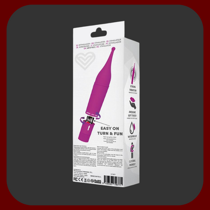 Růžový výkonný klitorální stimulátor z hladkého silikonu s úzkou vibrační špičkou, ideální pro přesnou a silnou stimulaci erotogenních zón.