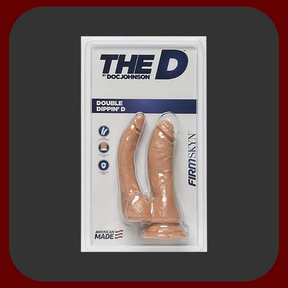 Tělové dvojité dildo DuoPleasure s realistickým tvarem, sametovým povrchem a přísavkou pro současnou vaginální i anální stimulaci.