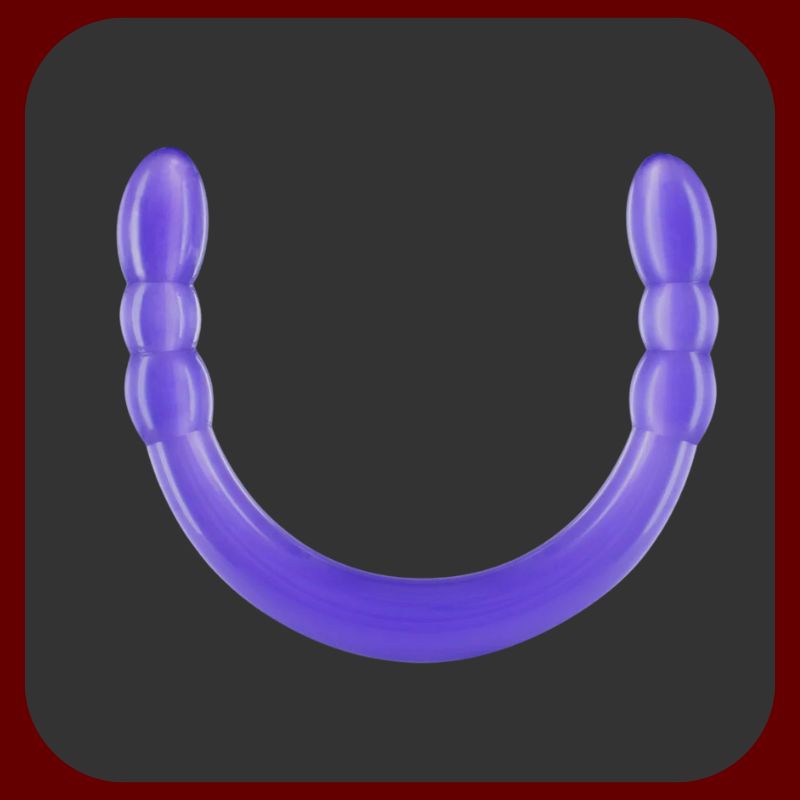 Dlouhé průhledné fialové dvojité dildo PASSION TWIST DELUXE 45 cm s realistickými špičkami pro sdílenou stimulaci.