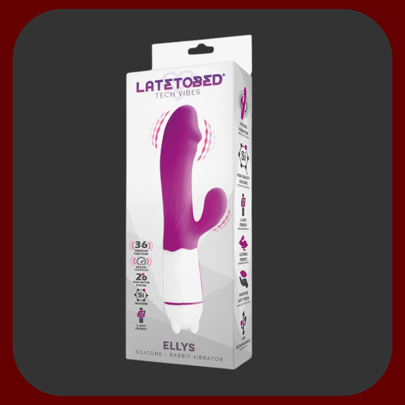 Fialový králičí vibrátor Ellys Delight z měkkého silikonu, délka 20 cm, s 36 vibračními režimy, pro stimulaci bodu G a klitorisu.