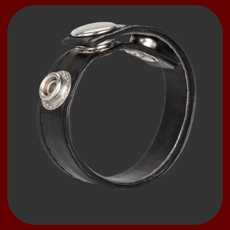 Luxusní nastavitelný kožený erekční kroužek s kovovými patentkami bez niklu pro podporu erekce a elegantní vzhled