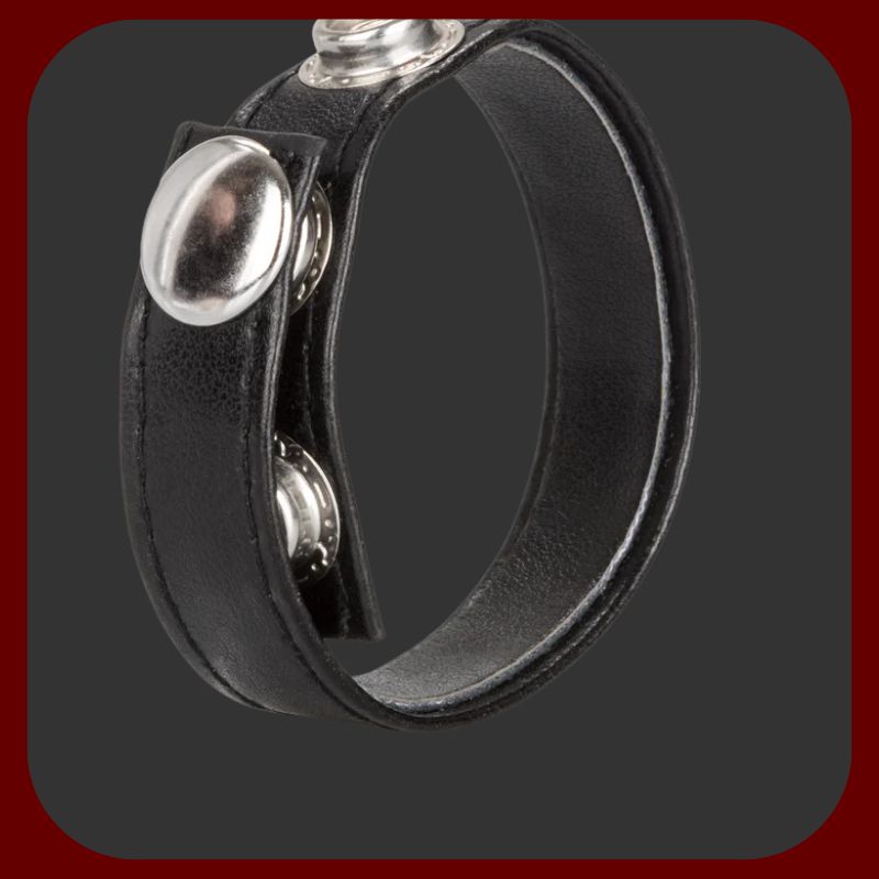 Luxusní nastavitelný kožený erekční kroužek s kovovými patentkami bez niklu pro podporu erekce a elegantní vzhled