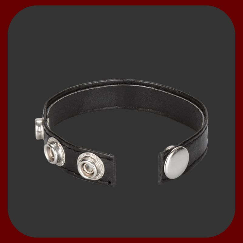 Luxusní nastavitelný kožený erekční kroužek s kovovými patentkami bez niklu pro podporu erekce a elegantní vzhled